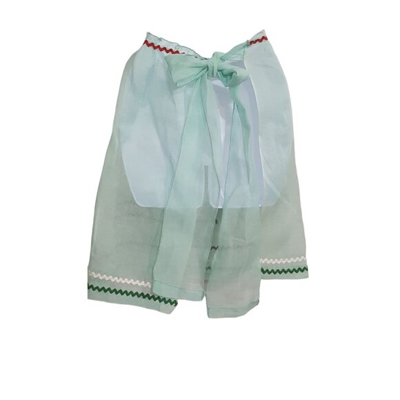 Vintage 50s 60s Half Apron Sheer Mint Green Rick Rack Trim Party Entertaining - Picture 4 of 6